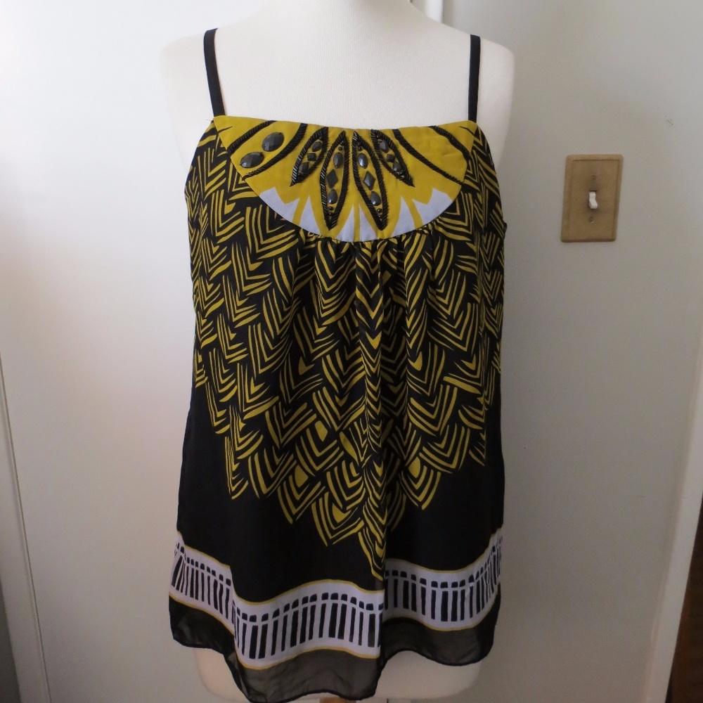 Nicole by Nicole Miller Women's Yellow/Black Top